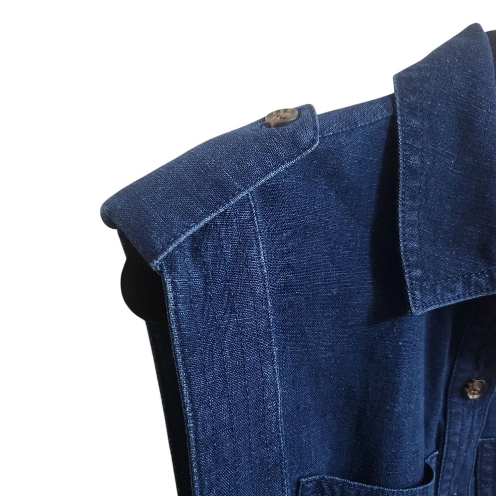 EUC BANANA REPUBLIC LINEN BLEND INDIGO UTILITY JUMPSUIT DARK INDIGO SZ XS